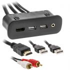 Axxess AXUSB-CH1 HDMI, Dual USB and 3.5mm Rectangle Panel Jack and Extension Cable