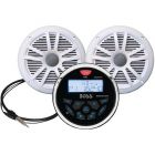 Boss Audio MCKGB350W-6 Marine-Gauge System with In-Dash Mechless AM/FM Receiver, Speakers and Antenna (White Speakers)