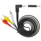 QMV TOP-35AV2 Right angle 3.5mm Phono Plug to Audio Video RCA - 1.5 Meter