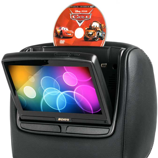 Audiovox HR8 Swivel screen and DVD being inserted